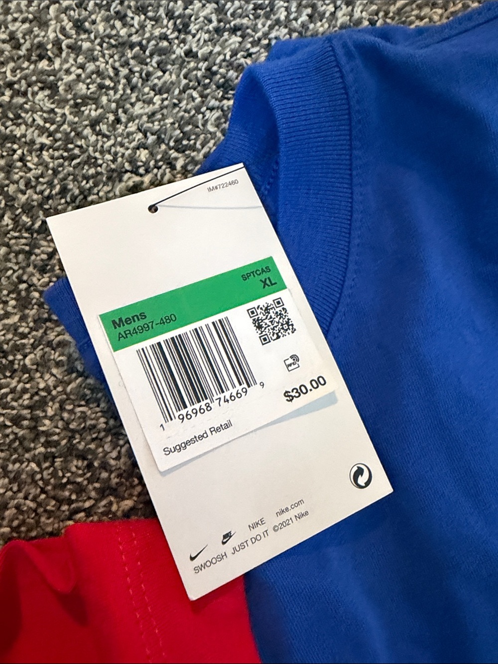 NWT Bundle Nike Red and Blue Swoosh Crew Tee Pair - Picture 3 of 5